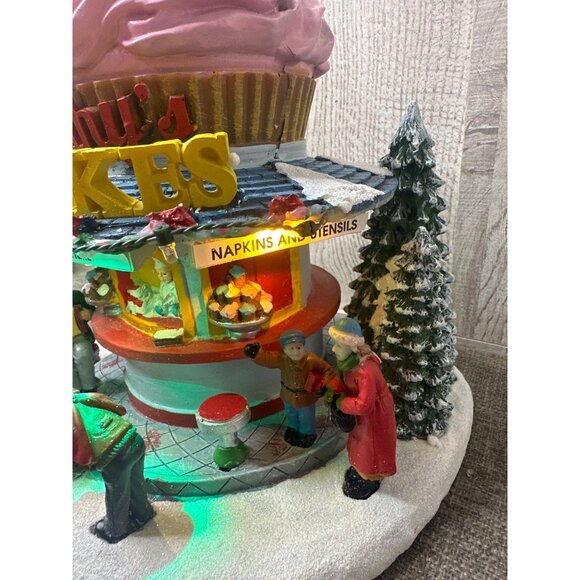 Moments In Time Christmas Village Building Cupcake Shop w/ LED Lights & Music - Picture 3 of 12
